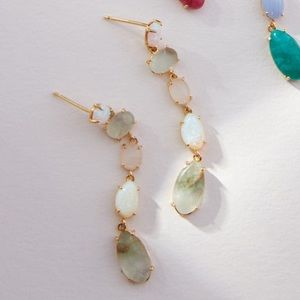 NWT Anthropologie White/Green/Pink Gem Drop Earrings!